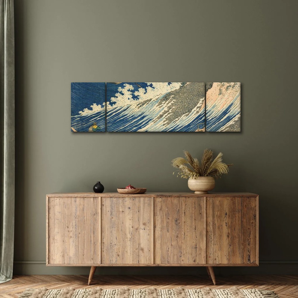 Obraz - Katsushika Hokusai, Fishing Boats at Choshi in Shimosa (Soshu Choshi) , reprodukcje (170x50 cm)
