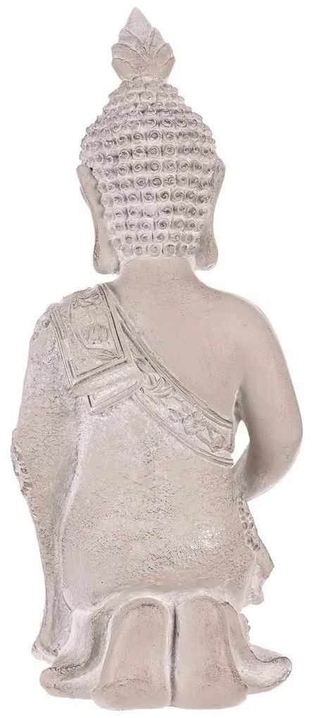 Dekoracja statuetka klęczący Budda, szara,poliresina, 25 x 24 x 57 cm