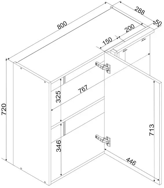 Narożna szafka kuchenna górna z pojedynczym frontem biały + dąb artisan - Elandro 24X