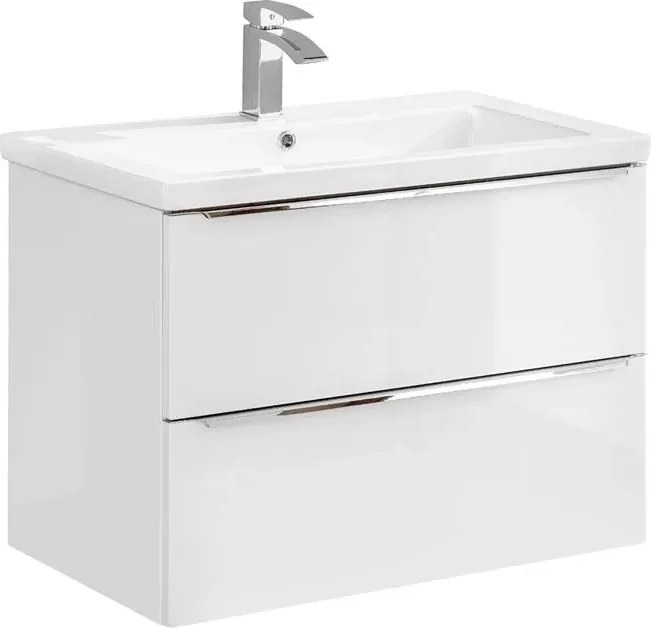 Podwieszana szafka łazienkowa z umywalką Biały połysk 80 cm B2-F42