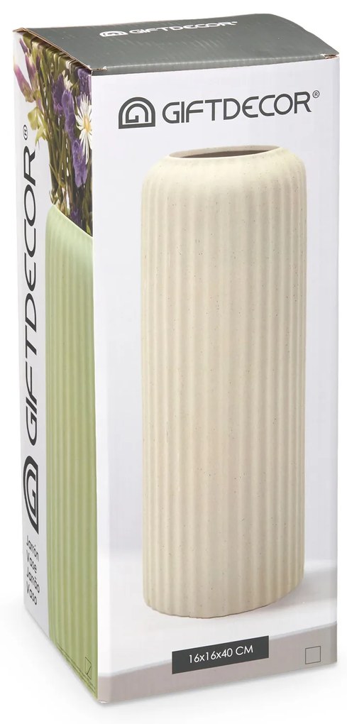 Wazon ceramiczny w paski, zielony, wys. 40 cm