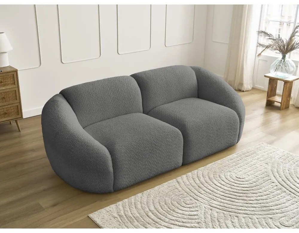 Szara sofa z materiału bouclé 230 cm Tina – Bobochic Paris