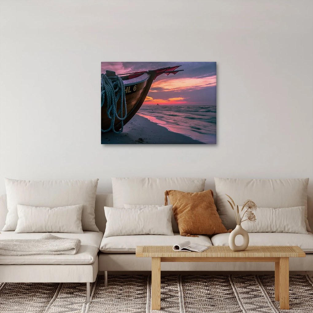 Obraz łodzi na brzegu (70x50 cm)