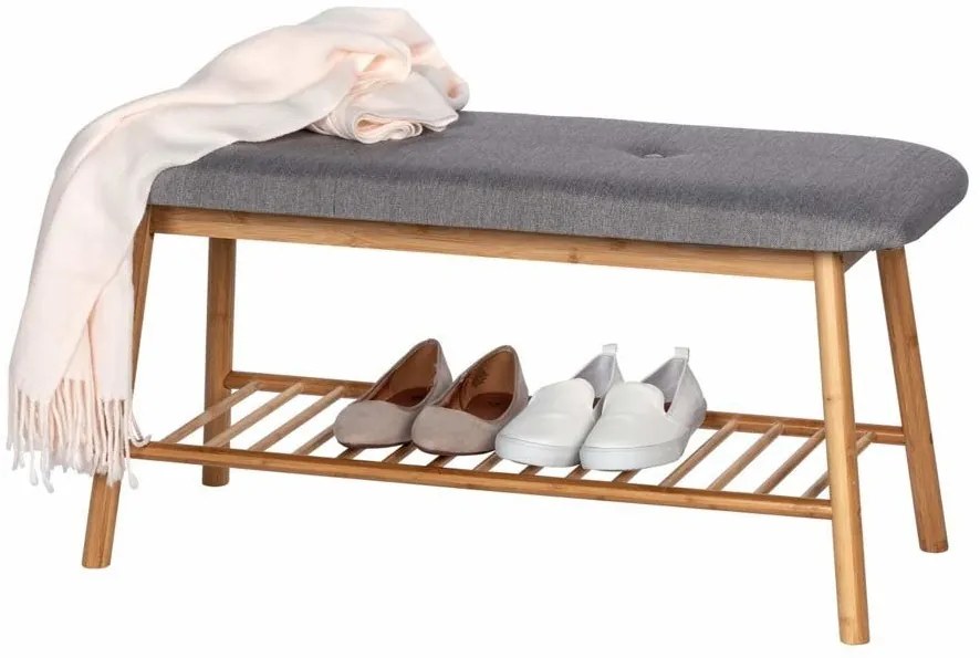 Ława do przedpokoju z półką na buty BAHARI, bambusowa, WENKO