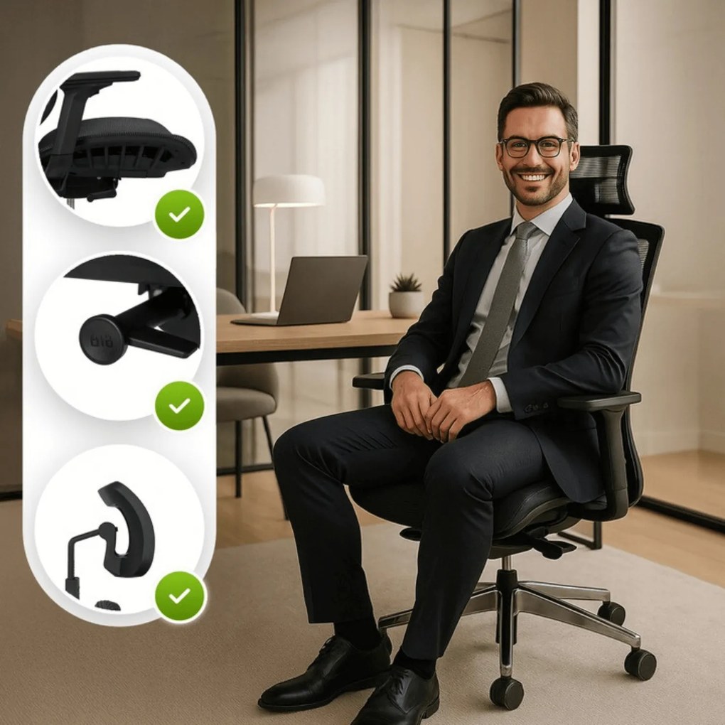 Fotel Biurowy Ergonomiczny Obrotowy DYLAN Czarny