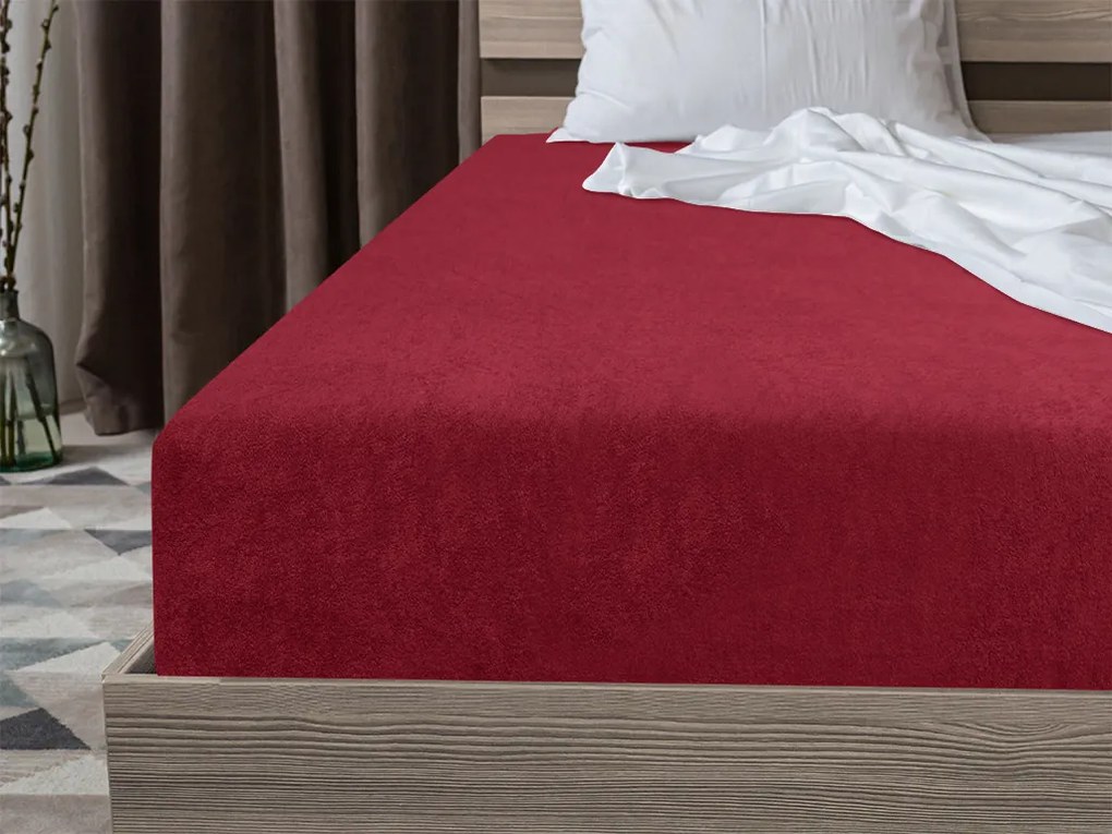 PrzytulneMieszkanie.pl Prześcieradło frotte EXCLUSIVE wiśniowe 200x220 cm
