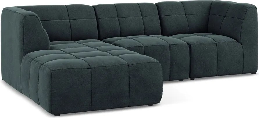 Niebieski aksamitny narożnik (lewostronny/z szezlongiem) Aloha – Makamii