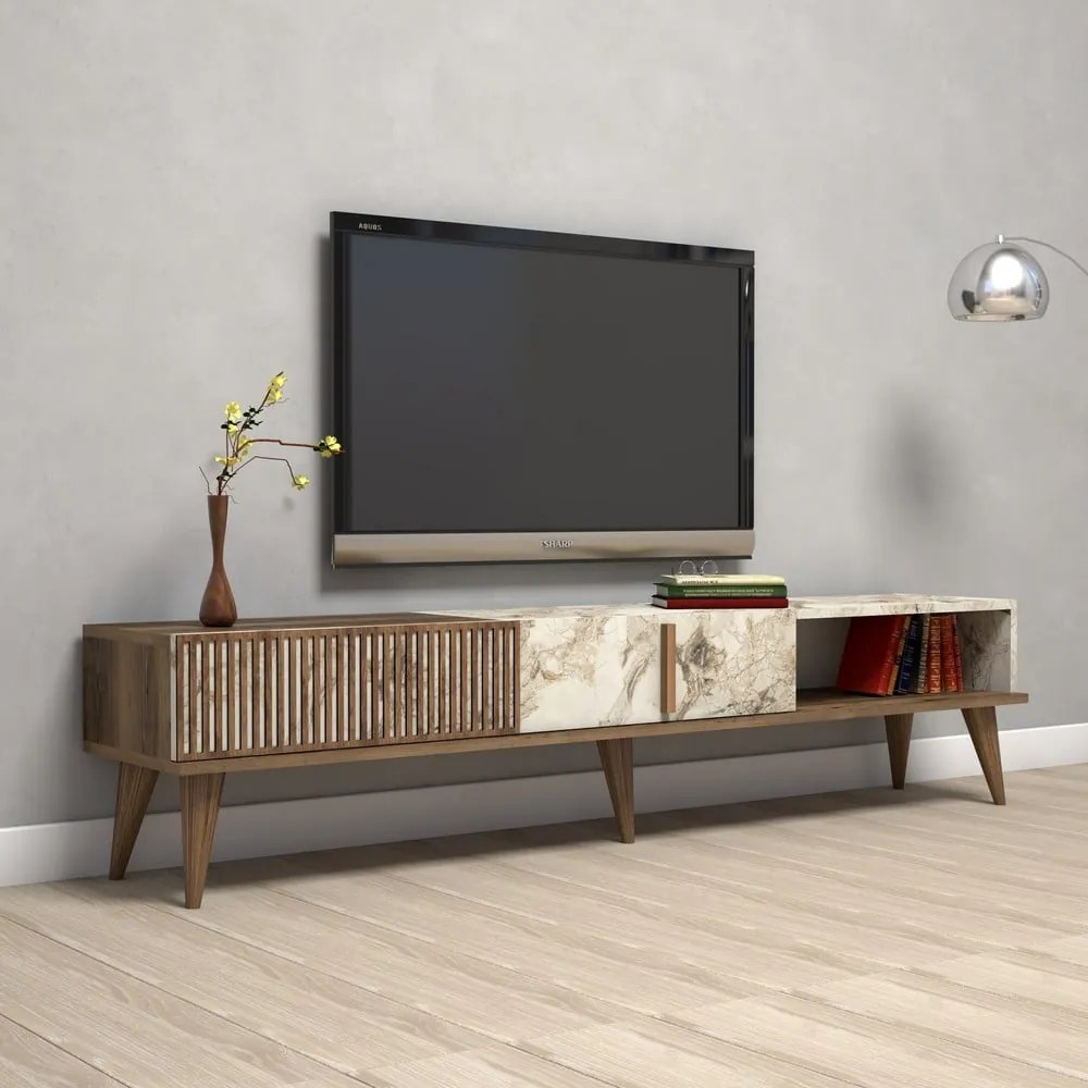 Szafka pod TV w dekorze marmuru 180x40 cm Milan – Kalune Design