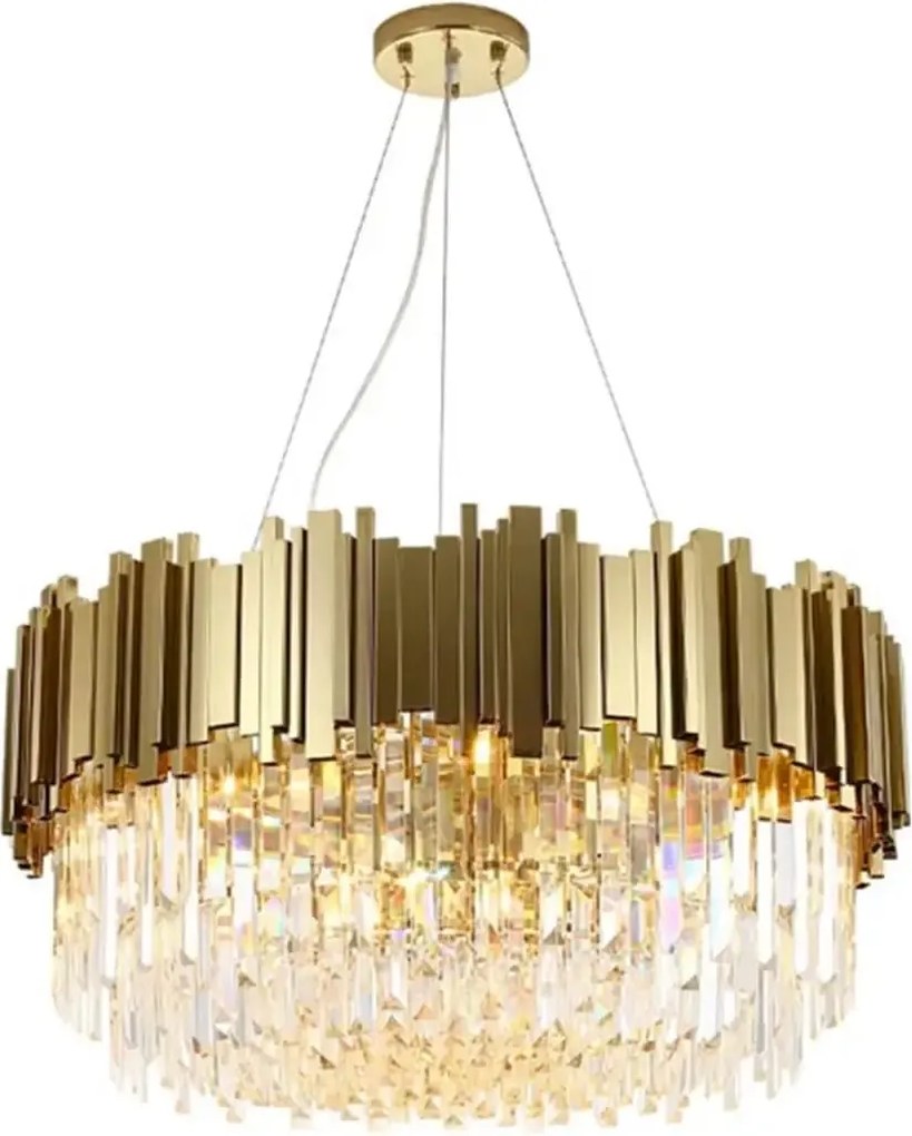 Luminexia Brass 60 – złoty kryształowy żyrandol kaskadowy do eleganckich wnętrz