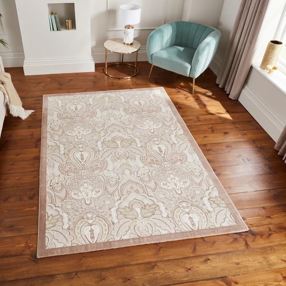 Kremowy dywan 200x290 cm Damask Bronze – Think Rugs