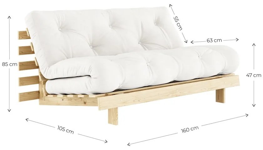 Beżowa lniana rozkładana sofa 160 cm Roots – Karup Design