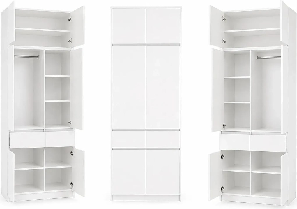 Biała minimalistyczna dwudrzwiowa szafa z nadstawką 100 cm  K6-T48
