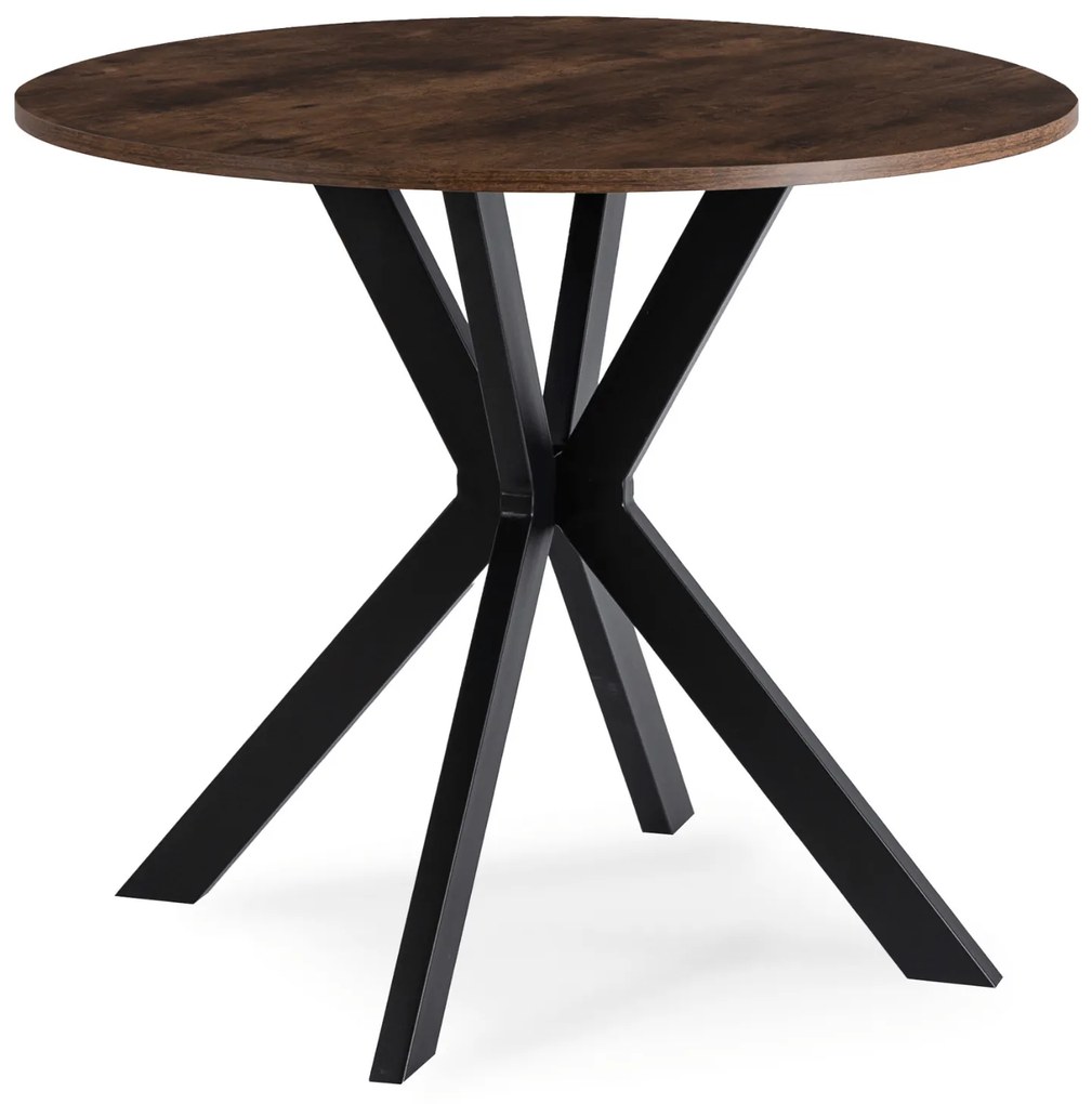 Stół Okrągły LAUREN 90 cm Dąb Rustykalny/Czarny Loft Nowoczesny