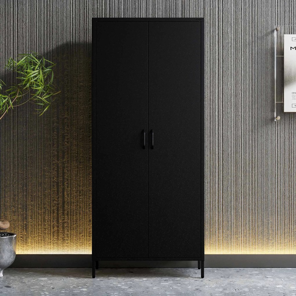 Szafa na ubrania metalowa loftowa czarna: Modern FLAVIO 800 x 1850 x 450 mm