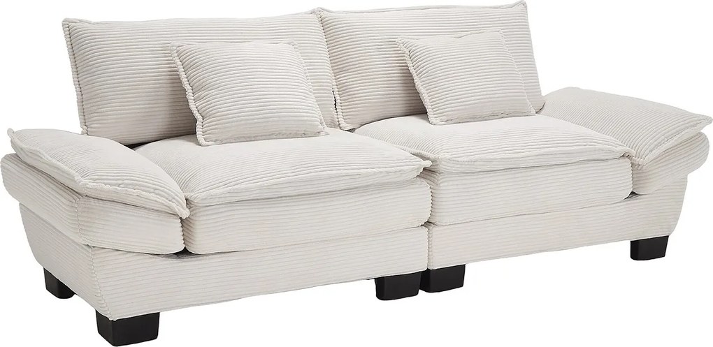 Sofa dwuosobowa - Sofa prosta z poduszkami - beżowa - do salonu i sypialni