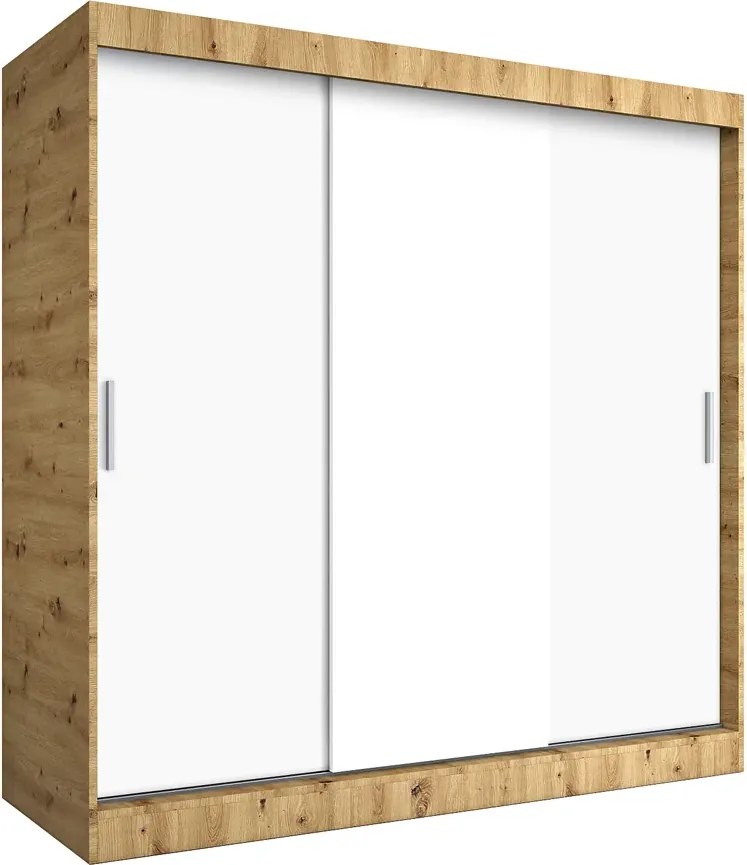 Szafa przesuwna 200 cm dąb artisan + biały P2-M34