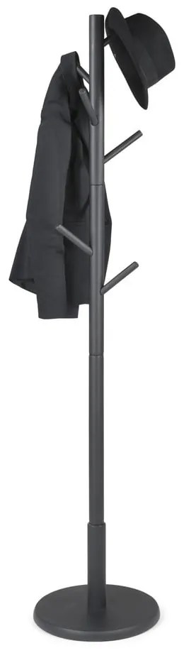 Czarny wieszak z litego drewna kauczukowego ø 36x170 cm Bro – Spinder Design