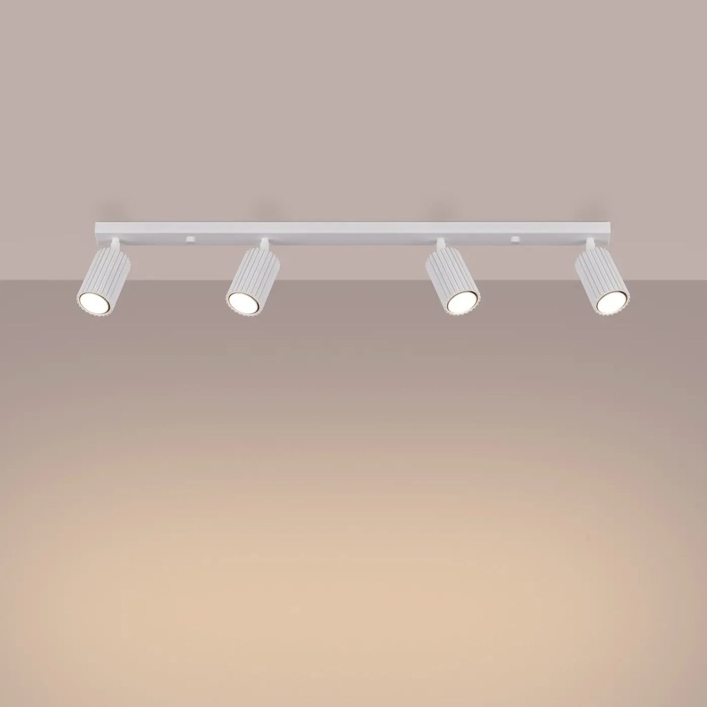 Listwa oświetleniowa 4-punktowa KARBON 4L biała ryflowana SOLLUX  LIGHTING