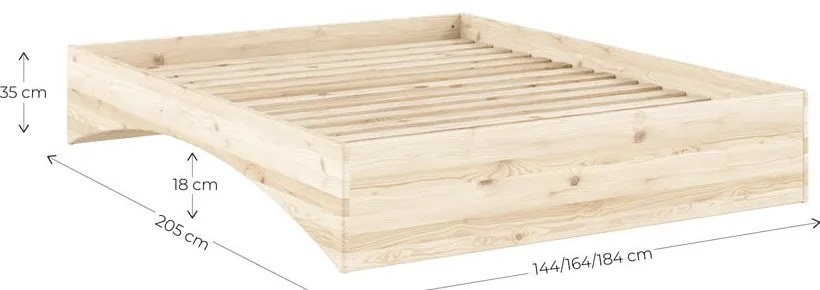 Łóżko dwuosobowe z litego drewna sosnowego bez zagłówka 160x200 cm w naturalnym kolorze Orbit – Karup Design