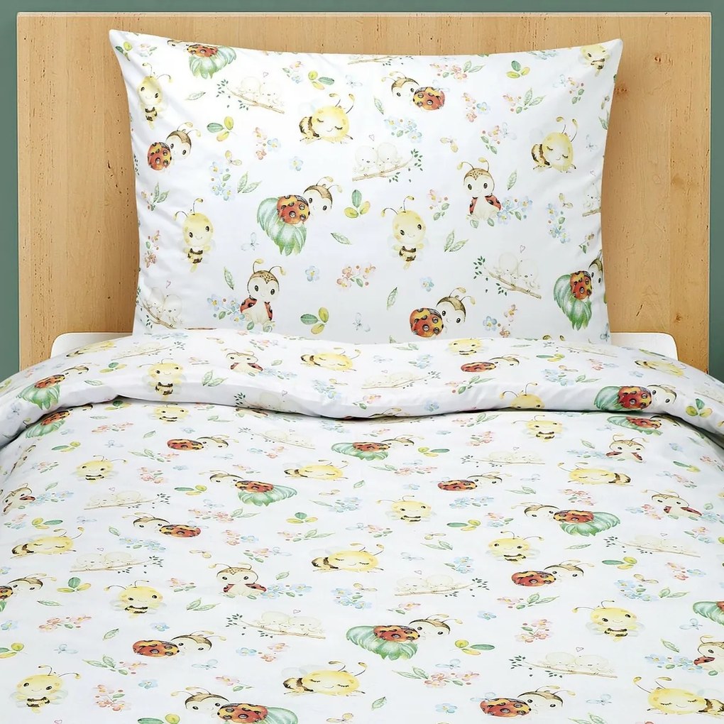 Bellatex Dziecięca pościel bawełniana Junior Biedronki, 140 x 200 cm, 70 x 90 cm, 140 x 200 cm, 70 x 90 cm