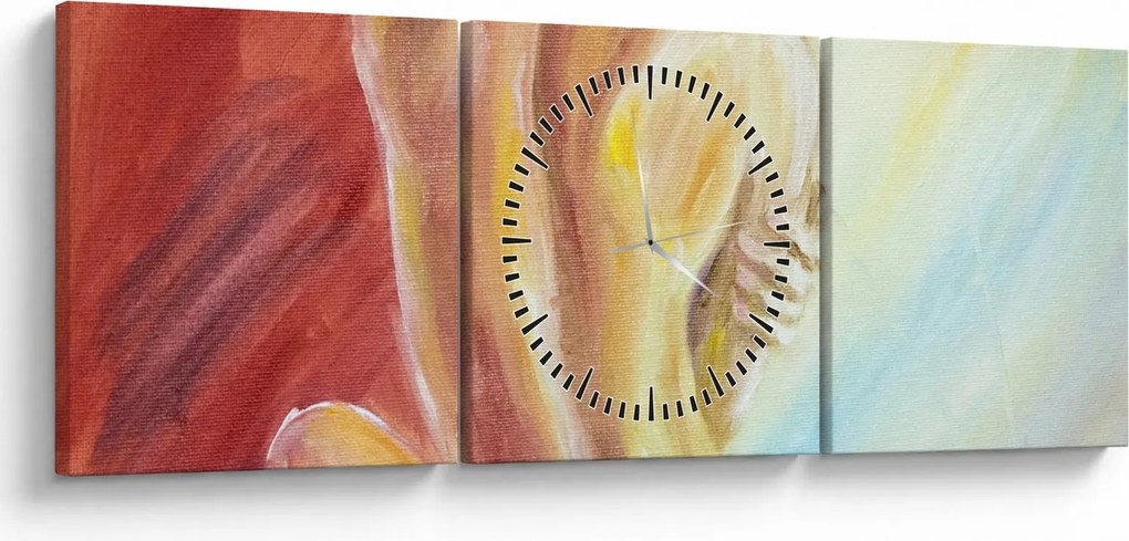 Obraz odpoczywającej kobiety, obraz olejny (z zegarem) (90x30 cm)