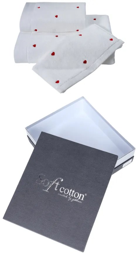 Zestaw podarunkowy ręczników MICRO LOVE, 3 szt Biały / niebieskie serduszka