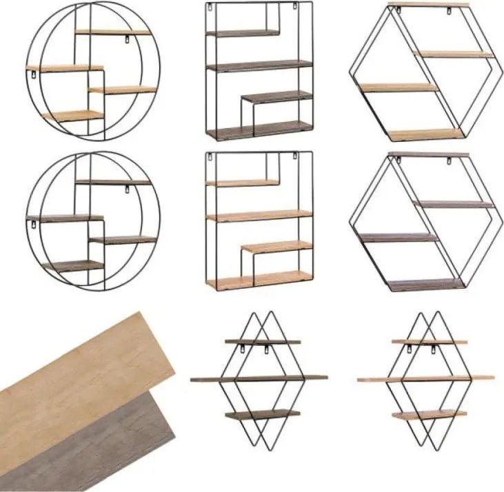 STILISTA Półka ścienna sześciokątna, św. drewno, 51x58x11 cm