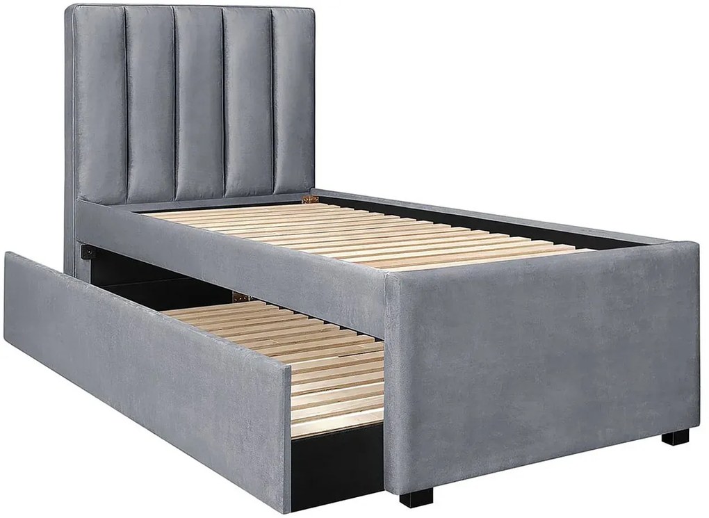 Łóżko szare tapicerowane z wysuwanym stelażem L6-H52