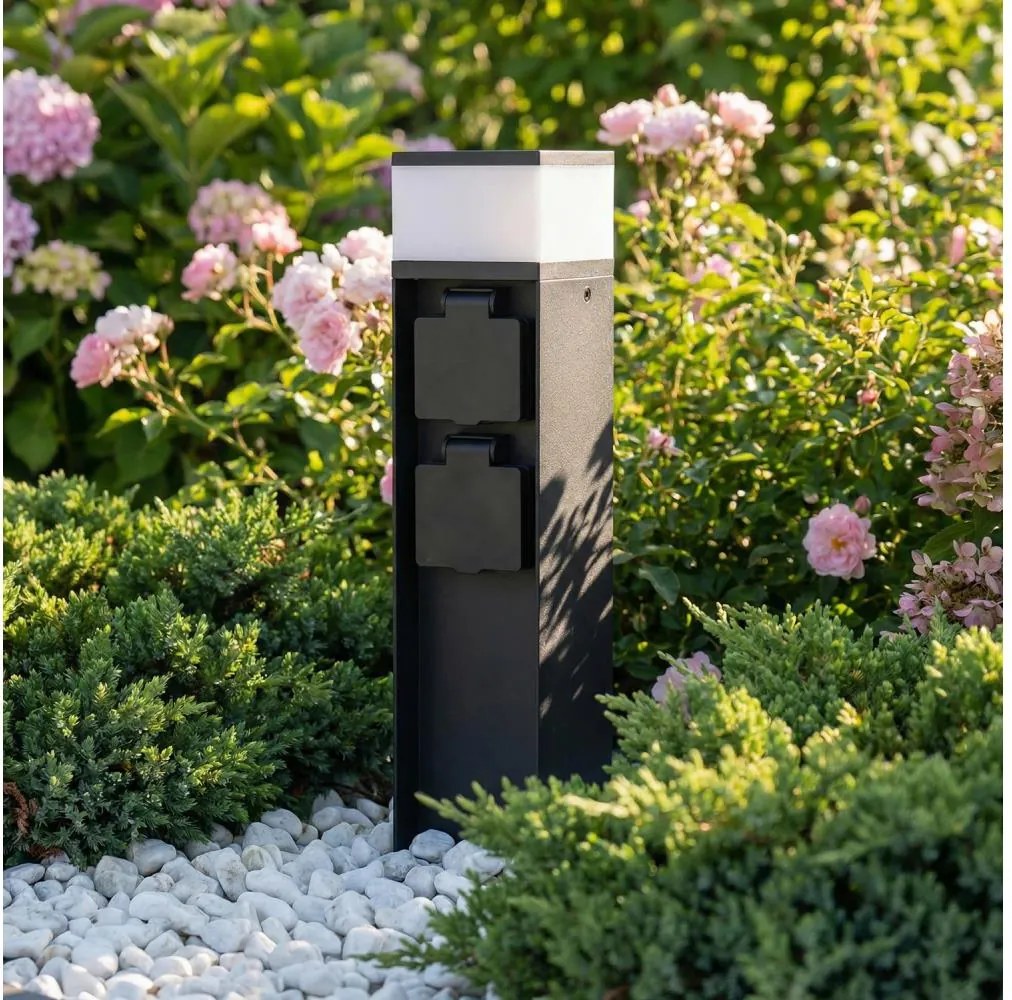 Brilagi - Lampa zewnętrzna z 2 gniazdami SCHUKO 1xG9/11W/230V IP44 czarna