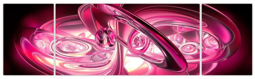 Obraz różowych fraktali (170x50 cm)