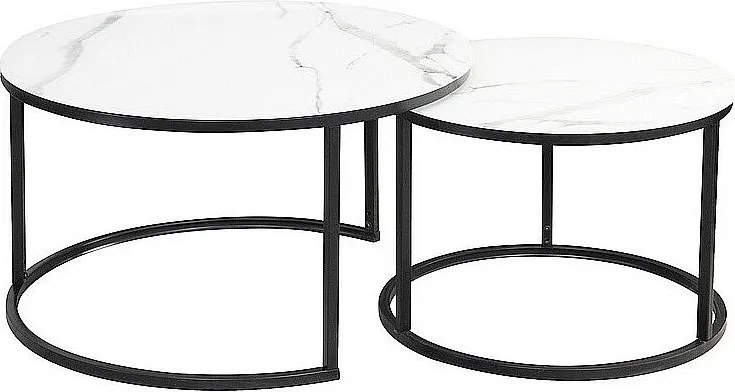 Zestaw 2 ław ATLANTA C biały marmur/czarny mat