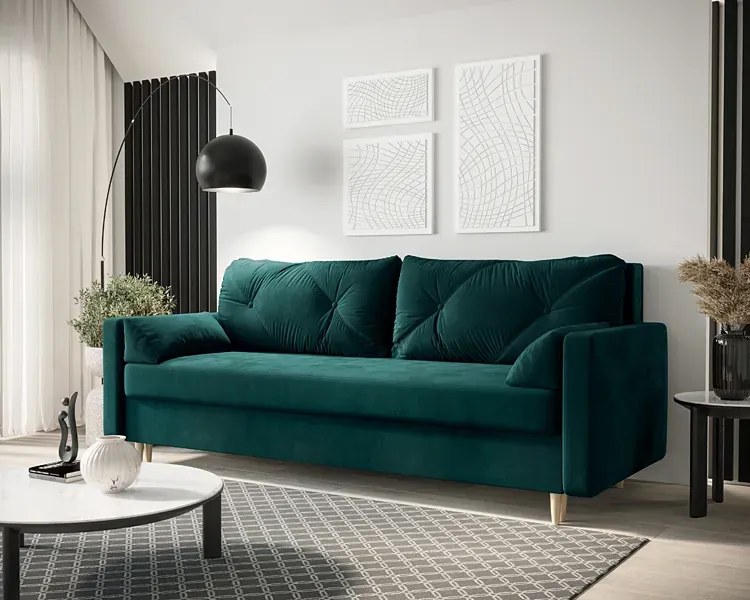 Rozkładana Sofa Z Funkcją Spania Zieleń Morska W7-W59
