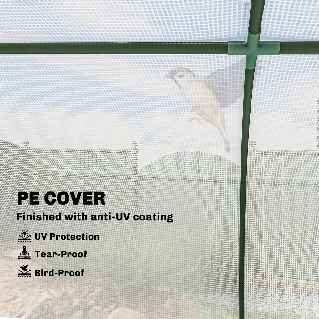 Outsunny Szklarnia z siatką PE, zimowa szklarnia foliowa ze stali, tunel foliowy 200 x 100 x 80 cm biały | Aosom PL