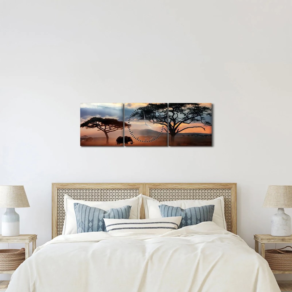 Obraz - Park Narodowy Serengeti, Tanzania, Afryka (z zegarem) (90x30 cm)