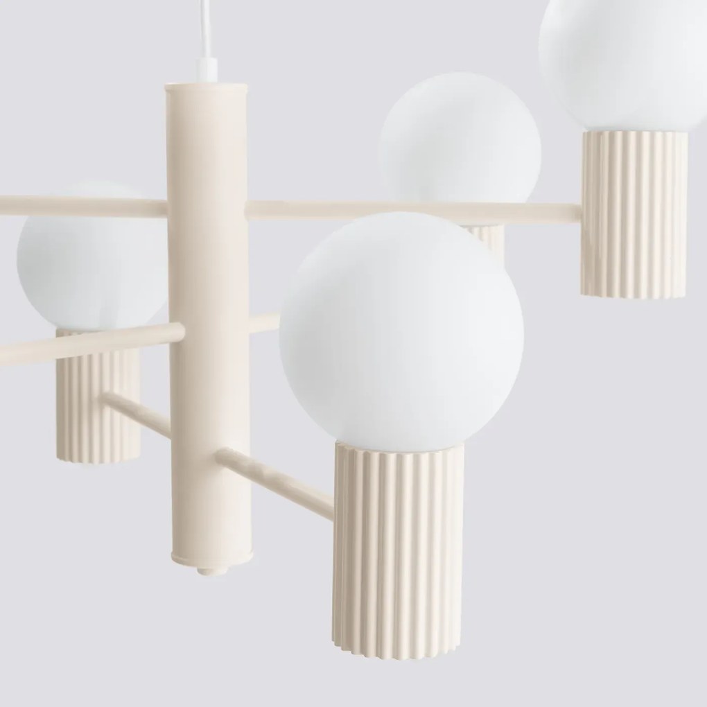 Żyrandol HALO 6 beżowy ryflowany SOLLUX  LIGHTING