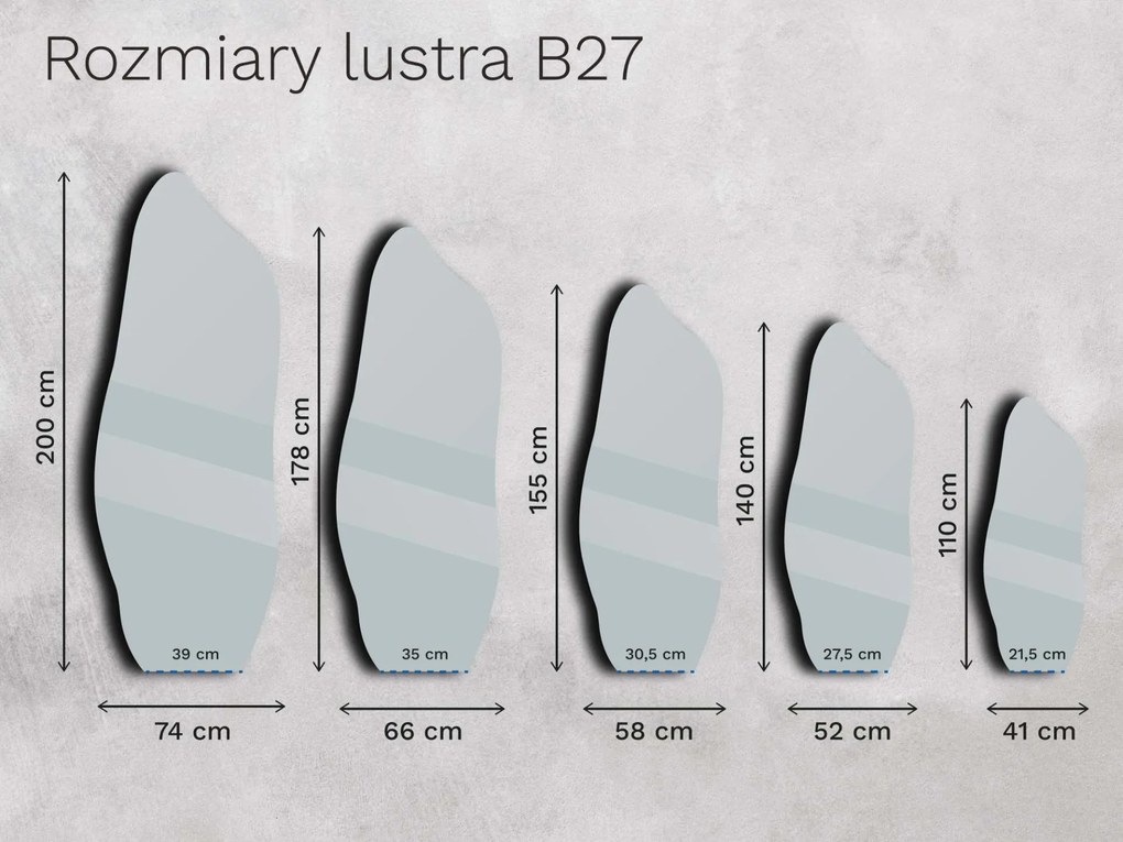 Lustro brązowe Base B27 52×140