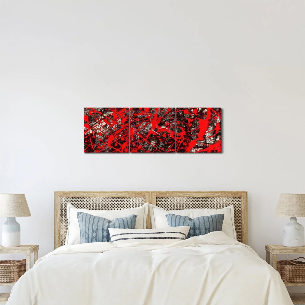 Obraz - Ekspresyjna abstrakcja (z zegarem) (90x30 cm)
