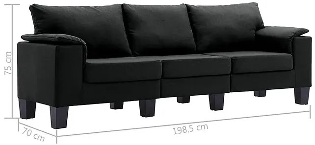 Trzyosobowa ekskluzywna czarna sofa - Ekilore 3Q