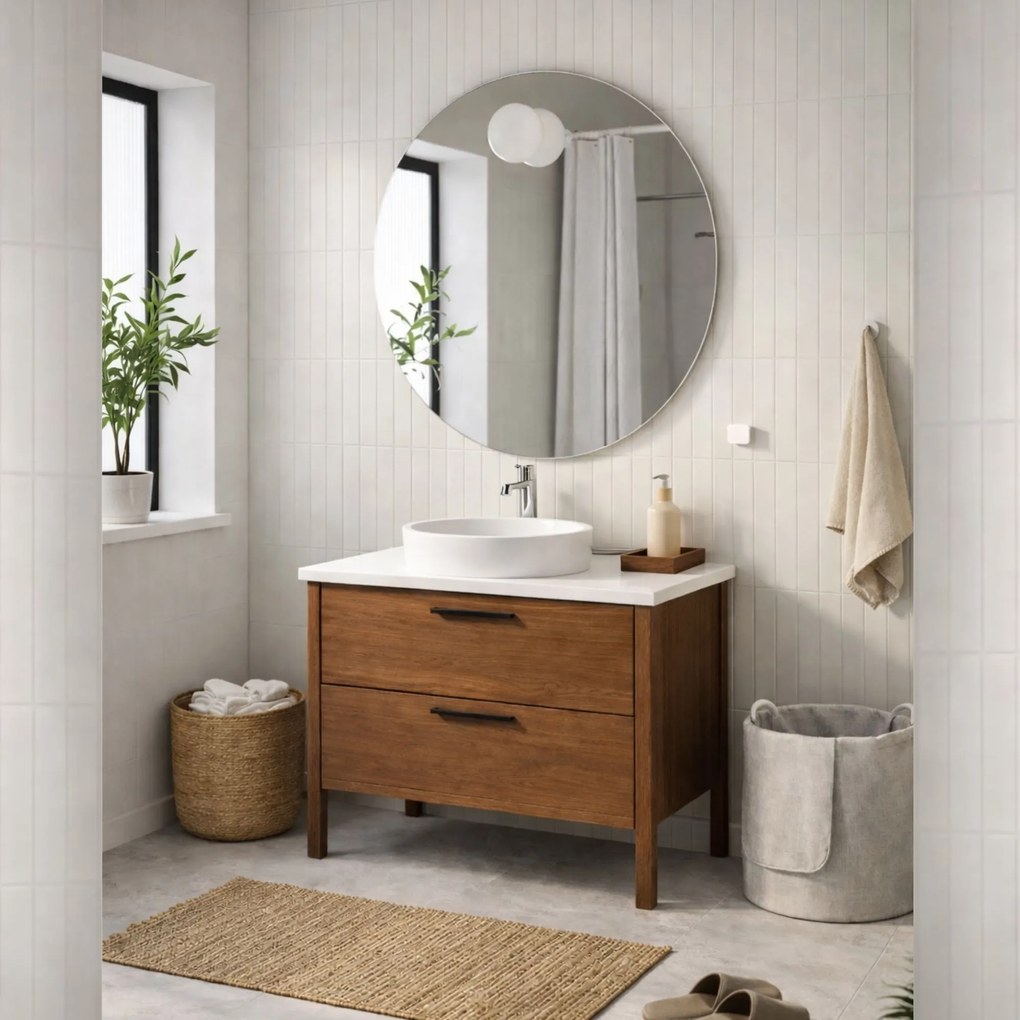 Lustro okrągłe bez podświetlenia z miejscem na kinkiet MOON  | Różne rozmiary | Różne kolory : Kolor tafli szkła - Grafit, Średnica - 100 cm