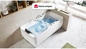 Wanna z hydromasażem GAVINO - 1-osobowa - 140L - 75 x 150 x wys.59 cm - narożnik prawy