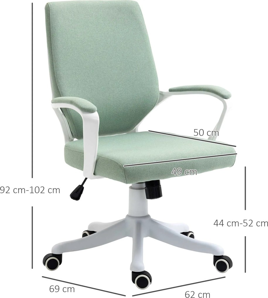 Vinsetto Fotel biurowy obrotowy z regulacją wysokości grubo wyściełany zielono-biały poliester | Aosom PL