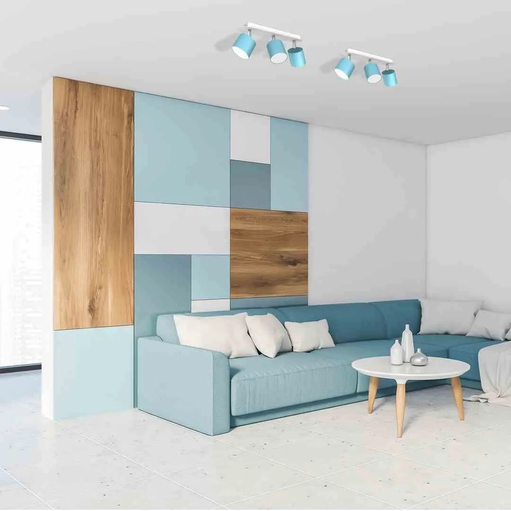 Lampa sufitowa DIXIE BLUE/WHITE 3xGX53, potrójna, na listwie niebieska, biała