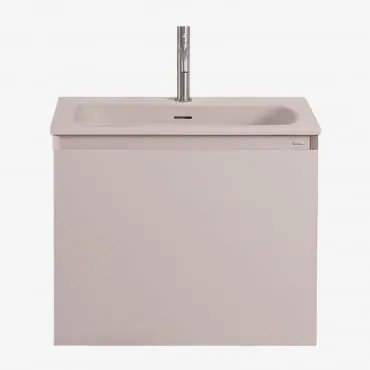 Zestaw Wiszących Mebli Łazienkowych Zintegrowany Z Umywalką Macrae Nature & Bezlusterkowiec & Szczotkowana - Sklum