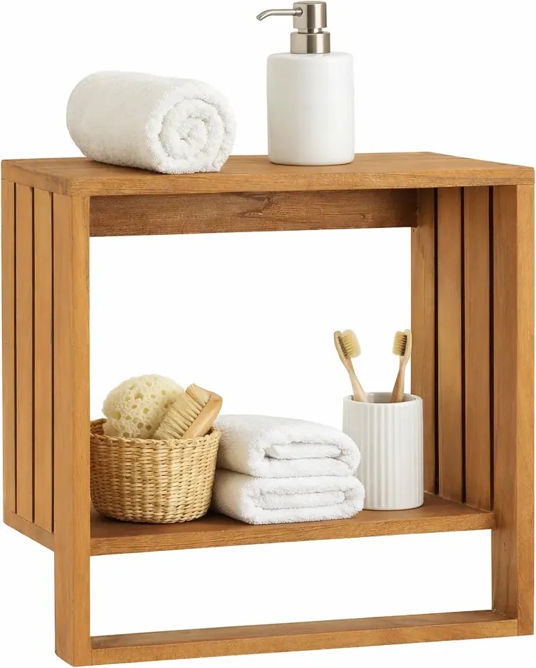 Drewniany wieszak ścienny do łazienki z półką K4-A30