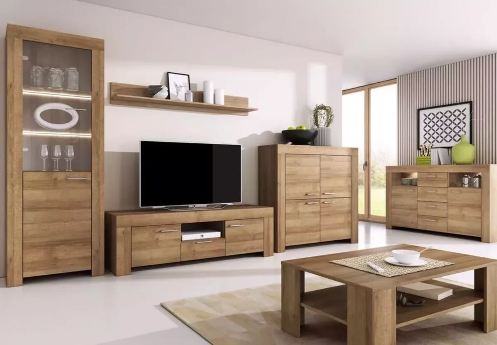 Ława stolik kawowy Seel dąb riviera 103 cm nowoczesny minimalistyczny do salonu z półką ABS