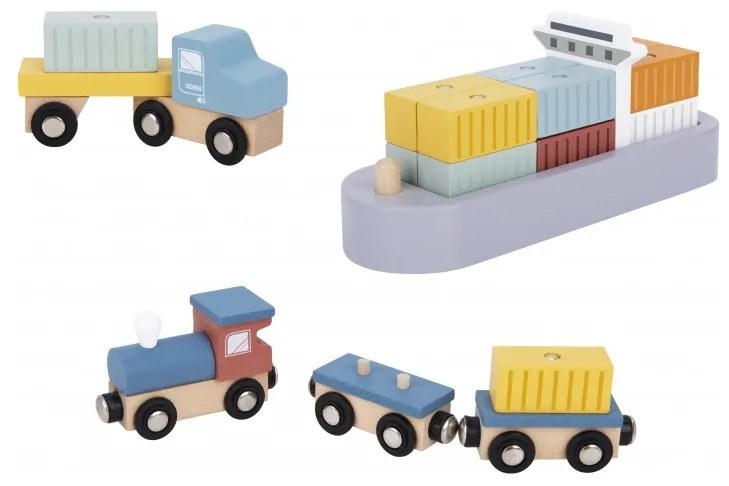 Tooky toy dźwig portowy drewniany zestaw