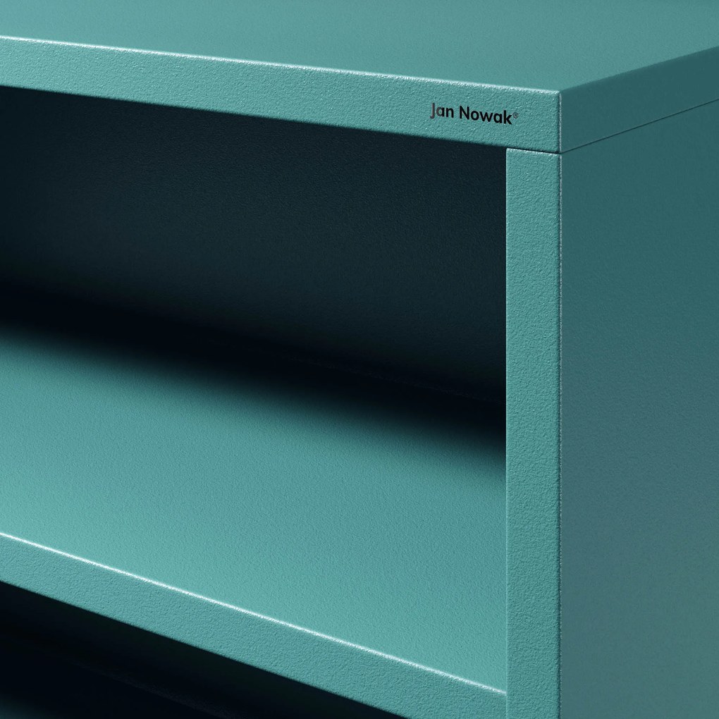 Niski regał metalowy morski / turkusowy Modern LUCA, 1000 x 900 x 350 mm