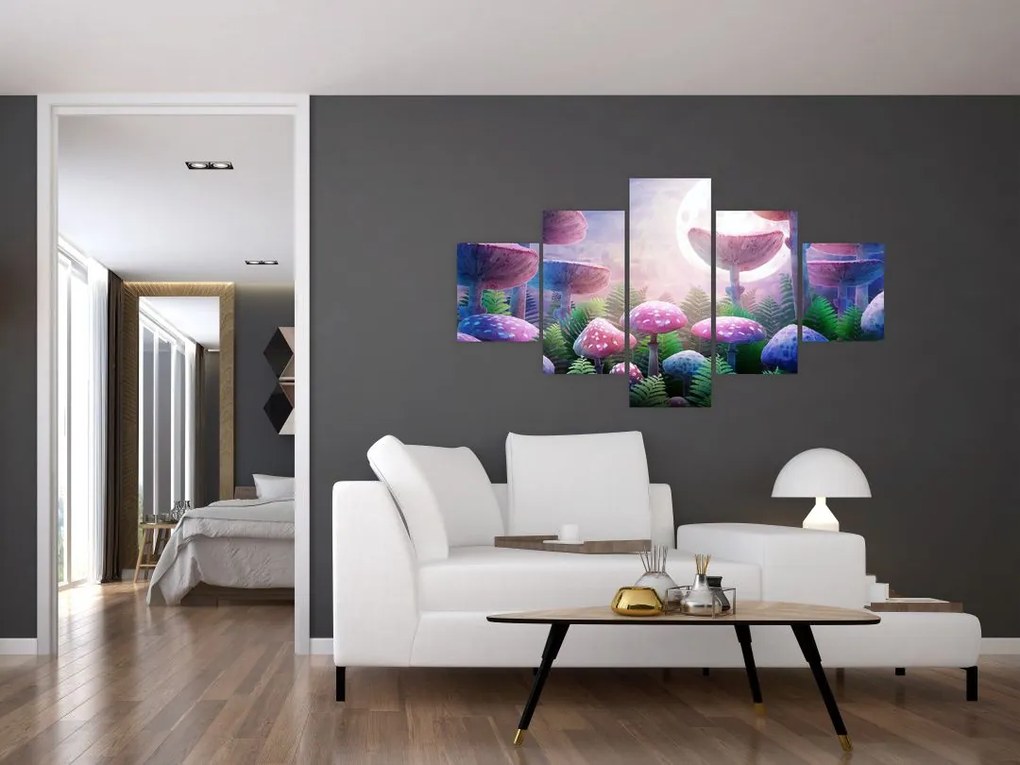Obraz - Grzyby w pełni księżyca, grafika (125x70 cm)