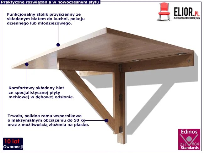Stolik przyścienny w kolorze dębu S2-Z45