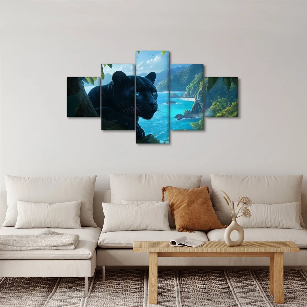 Obraz - Czarny panter w dżungli (125x70 cm)